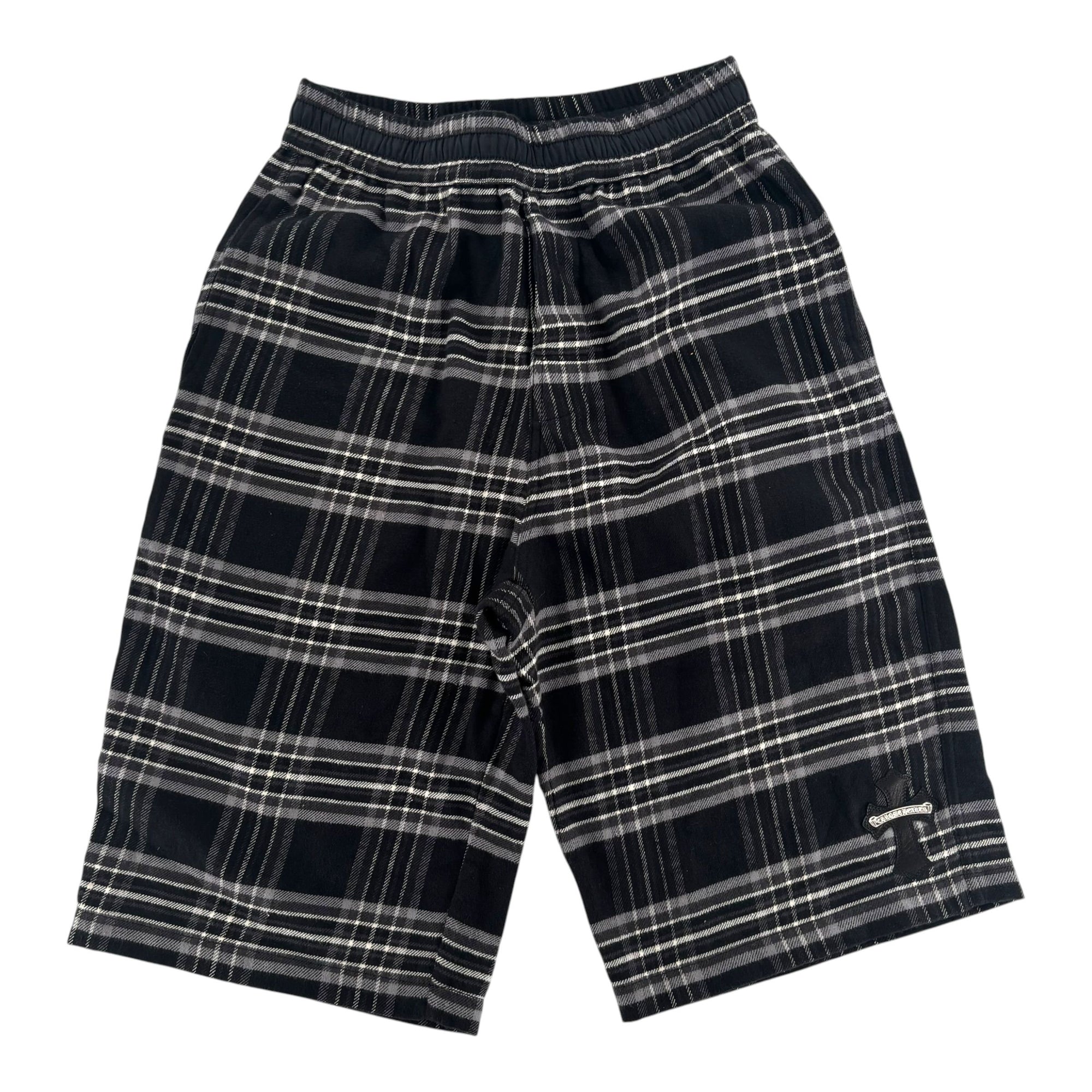Chrome Hearts After School Cross Patch Flannel Shorts Grey