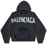 Balenciaga Ripped Pocket Hoodie Washed Black