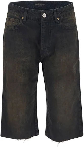 Balenciaga Wax Dirty Denim Shorts