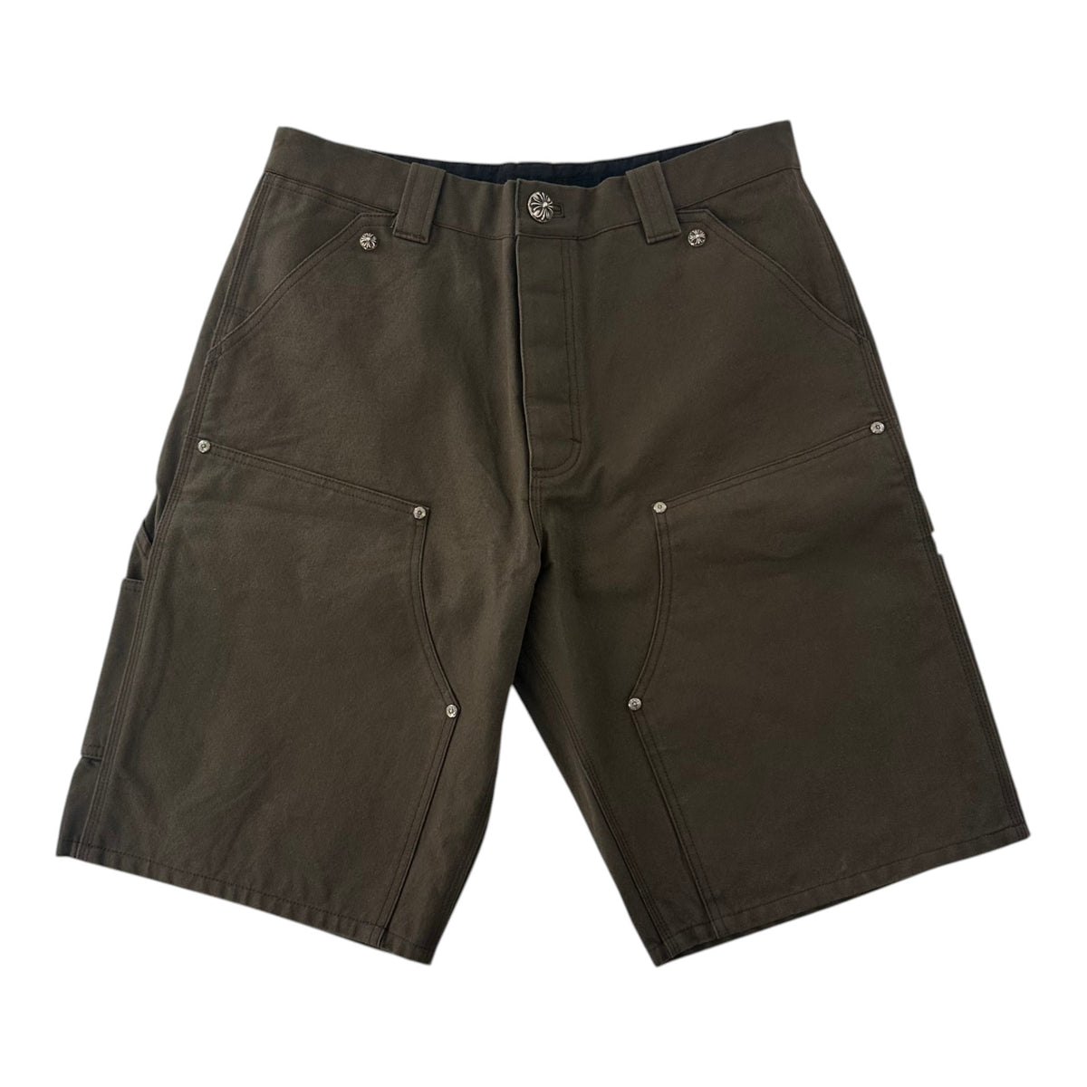 Chrome Hearts Cross Leather Patch Carpenter Shorts Brown