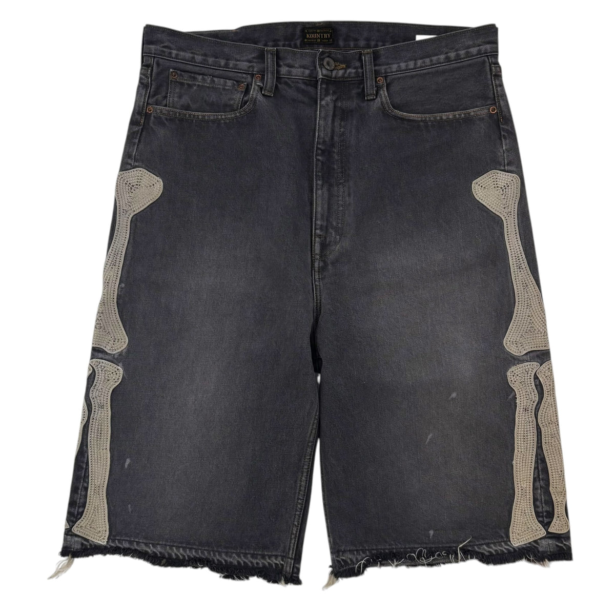 Kapital Bone Denim Shorts Black