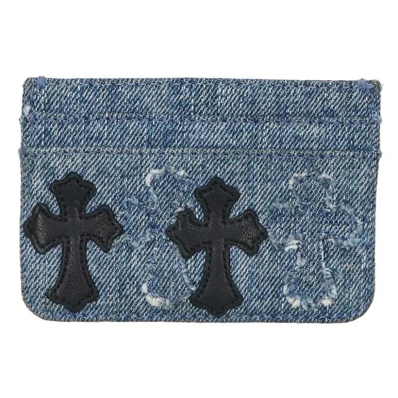 Chrome Hearts Double Side Cross Patch Denim Card Case