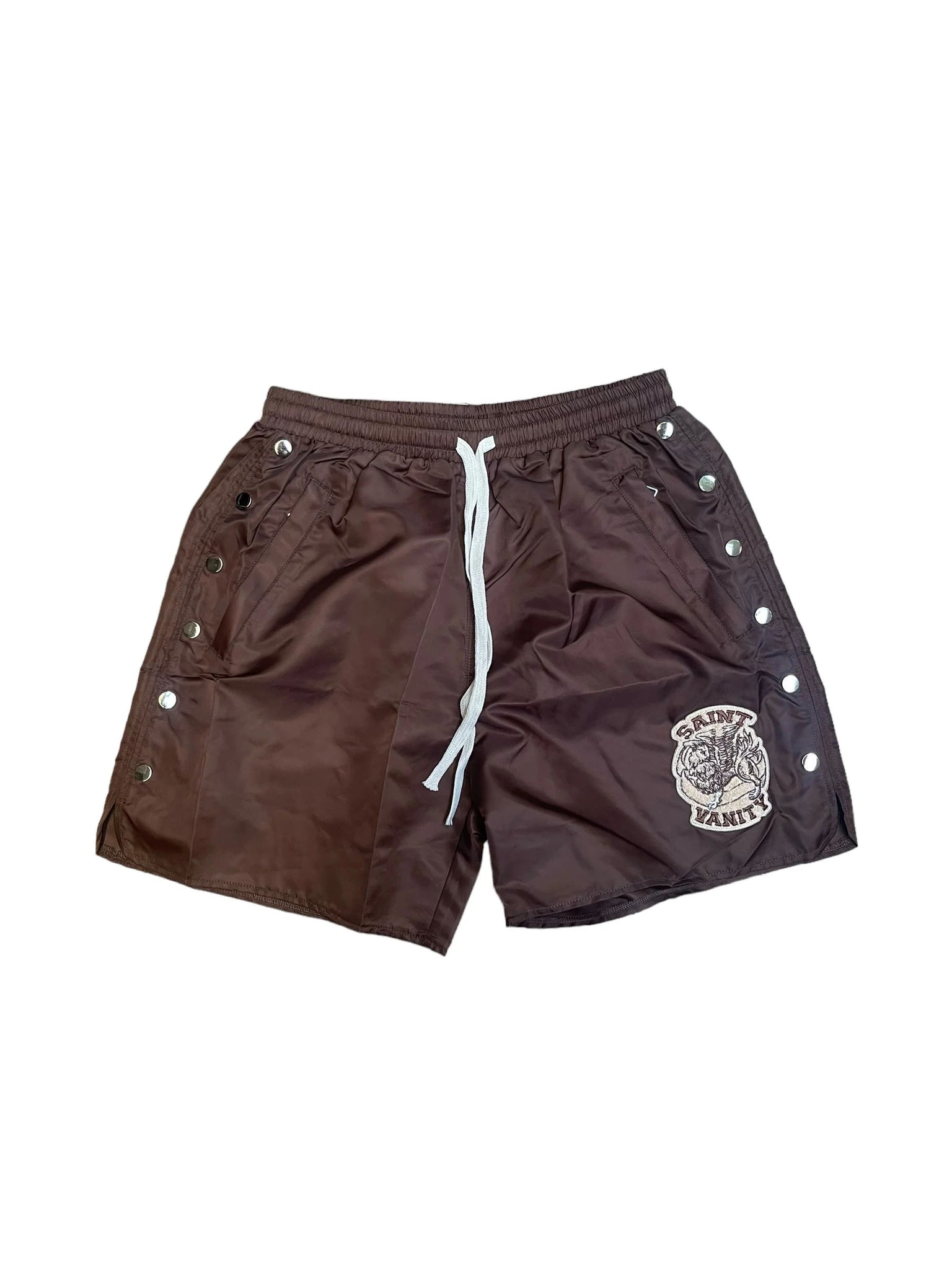 Saint Vanity Nylon Button Shorts "Brown"