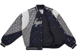Supreme Champion Quilted Satin Varsity Jacket Navy