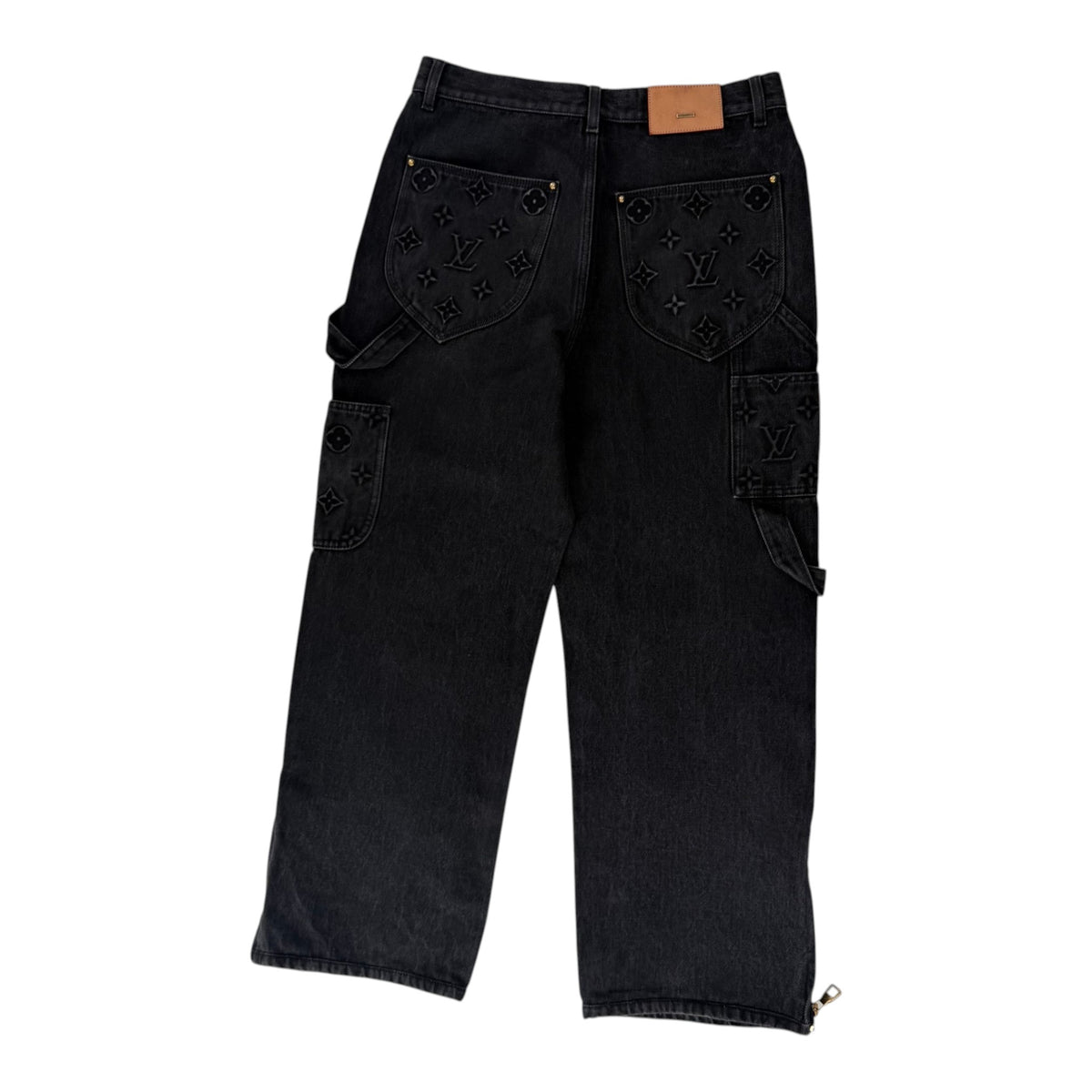 Louis Vuitton Monogram Double Knee Carpenter Denim Jeans Black