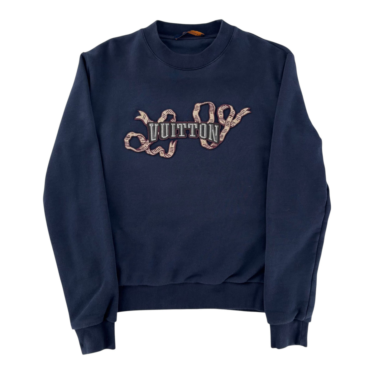 Louis Vuitton Embroidered Cotton Crew Neck Navy