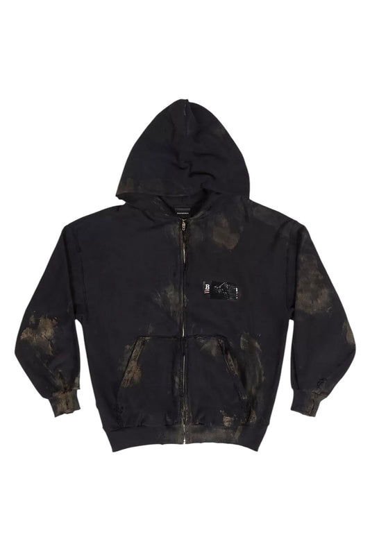 Balenciaga Mud Graffer Zip-up Hoodie "Black" - Like New