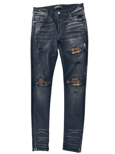 Amiri Black MX1 Flannel Ribbed Denim Black