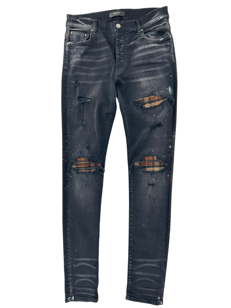 Amiri Black MX1 Flannel Ribbed Denim Black