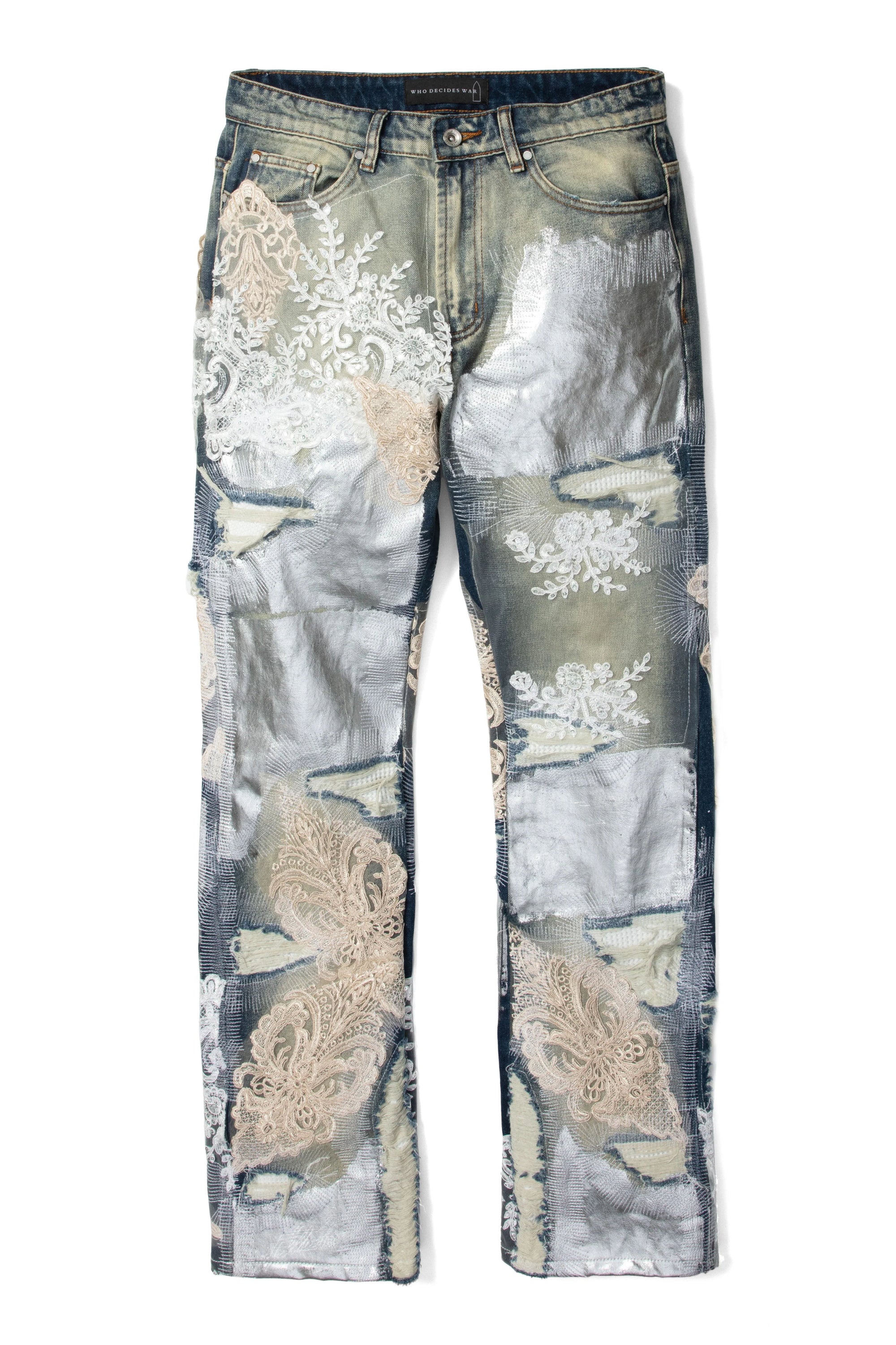 Who Decides War Metal Laced Denim Jeans "Grey Washed"
