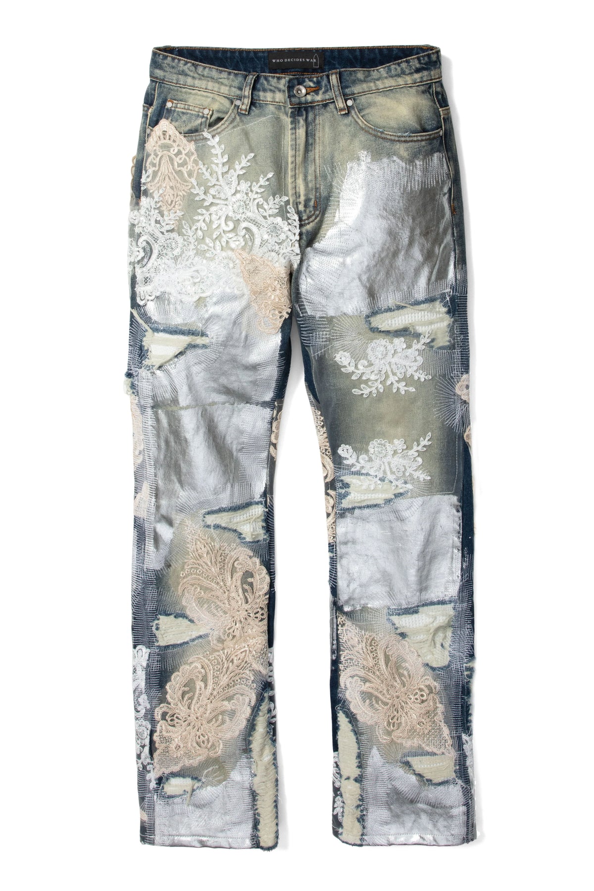Who Decides War Metal Laced Denim Jeans "Grey Washed"
