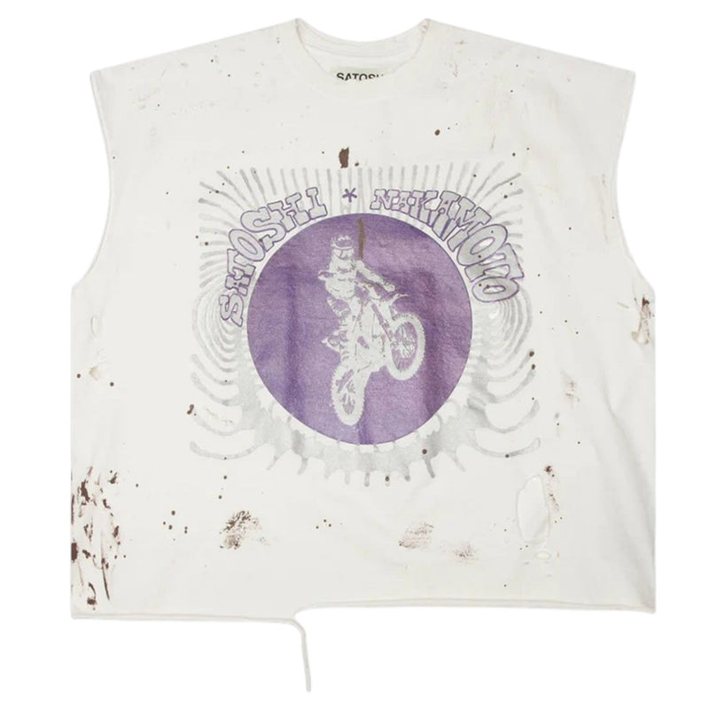 Satoshi Globe of Death Cutoff Tee White
