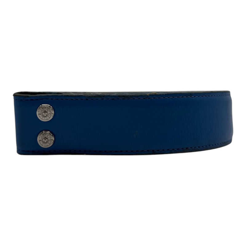 Chrome Hearts Blue Leather Belt Strap (With Rhodium Hardware)