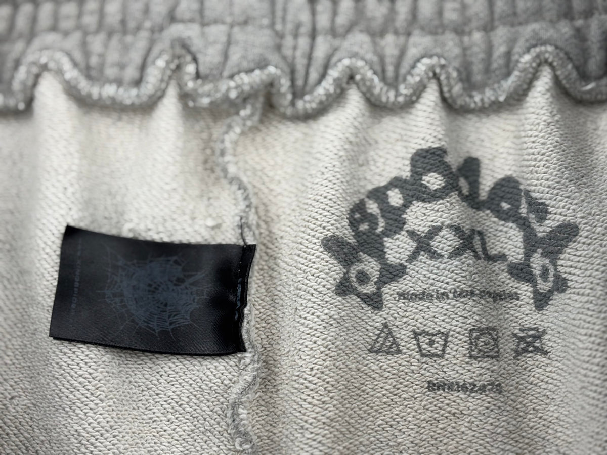 Sp5der Logo Sweatshorts Pink Grey