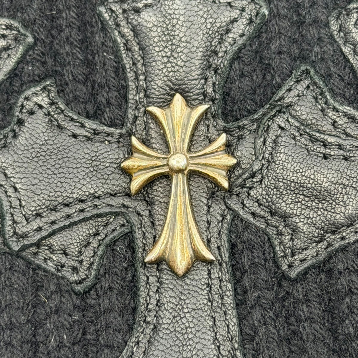 Chrome Hearts Cross 3 Cemetery Cross Patch Beanie Cap Black