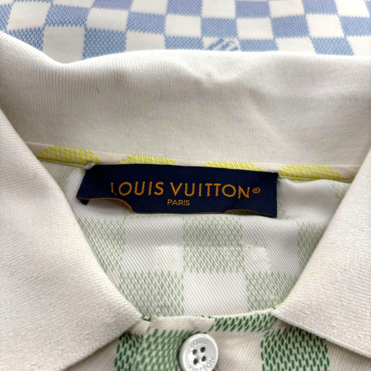Louis Vuitton Damier Gradient Printed Silk Polo Shirt Multicolor