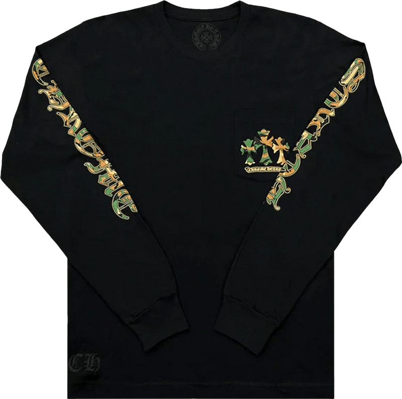Chrome Hearts Camouflage Cemetery Cross Long Sleeve Pocket Shirt Black