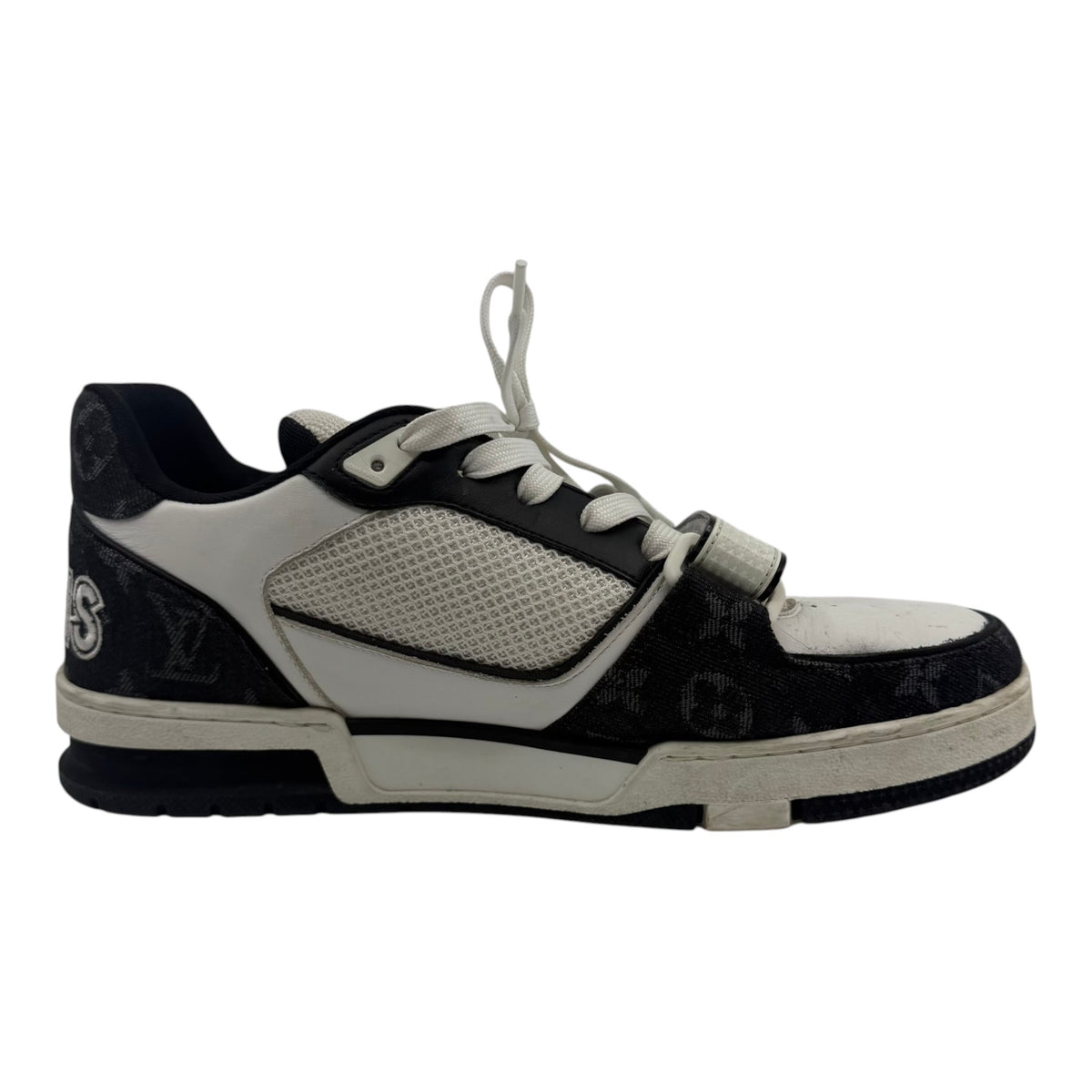Louis Vuitton Trainer Low Velcro Strap Black Monogram Denim