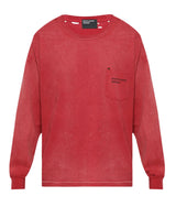 ERD Thrashed Logo Long-Sleeve Pocket T-Shirt Red