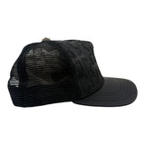 Chrome Hearts Cemetary Cross Leather Stitched Trucker Hat Black