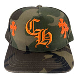 Chrome Hearts Cross Patch Camo Orange Baseball Hat
