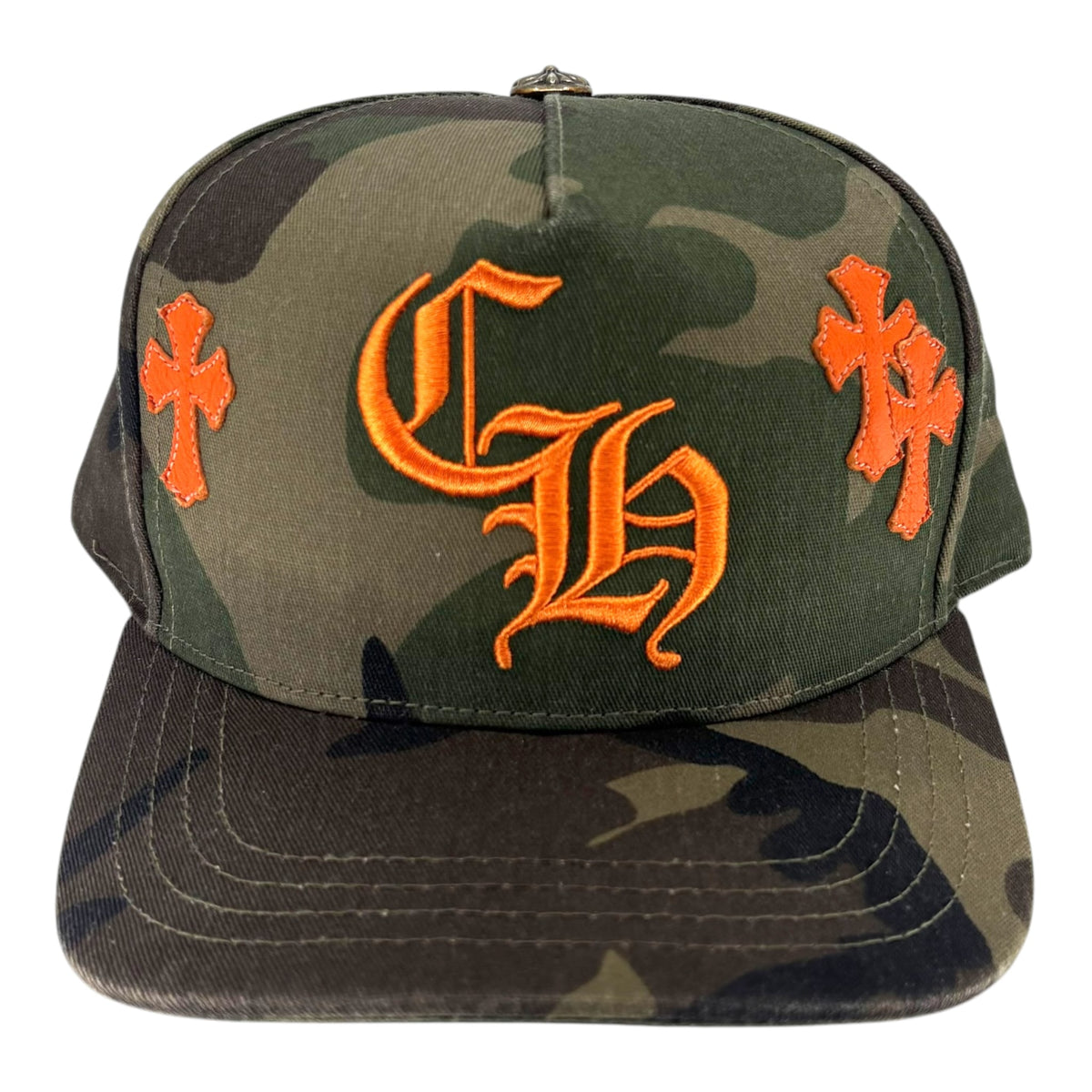 Chrome Hearts Cross Patch Camo Orange Baseball Hat