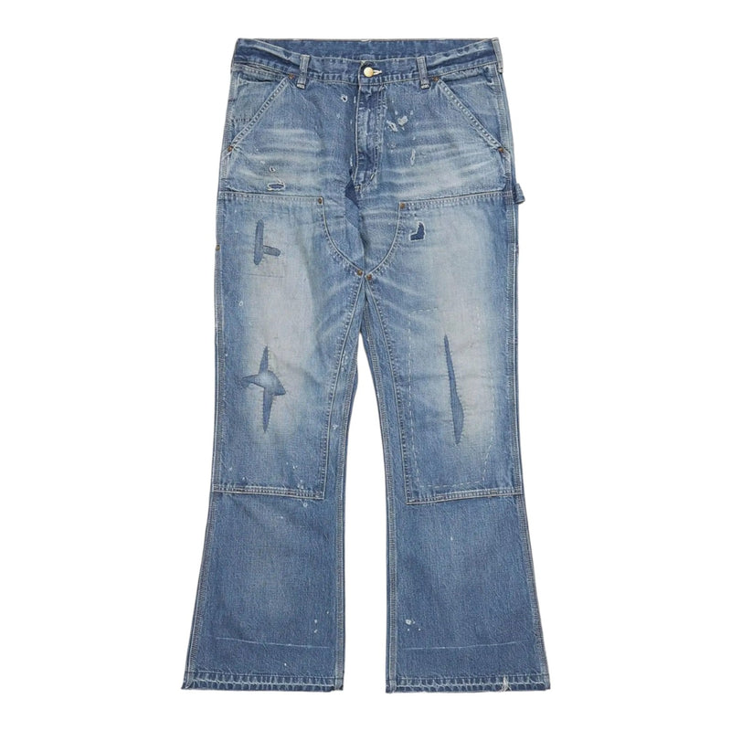 Saint Michael Flared Carpenter Denim Jeans Blue
