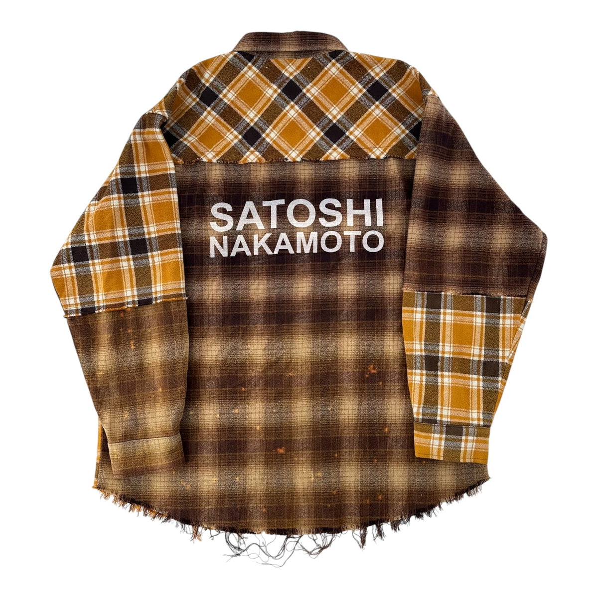 Satoshi Nakamoto Patchwork Logo Flannel Shirt Yellow/Brown