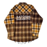 Satoshi Nakamoto Patchwork Logo Flannel Shirt Yellow/Brown