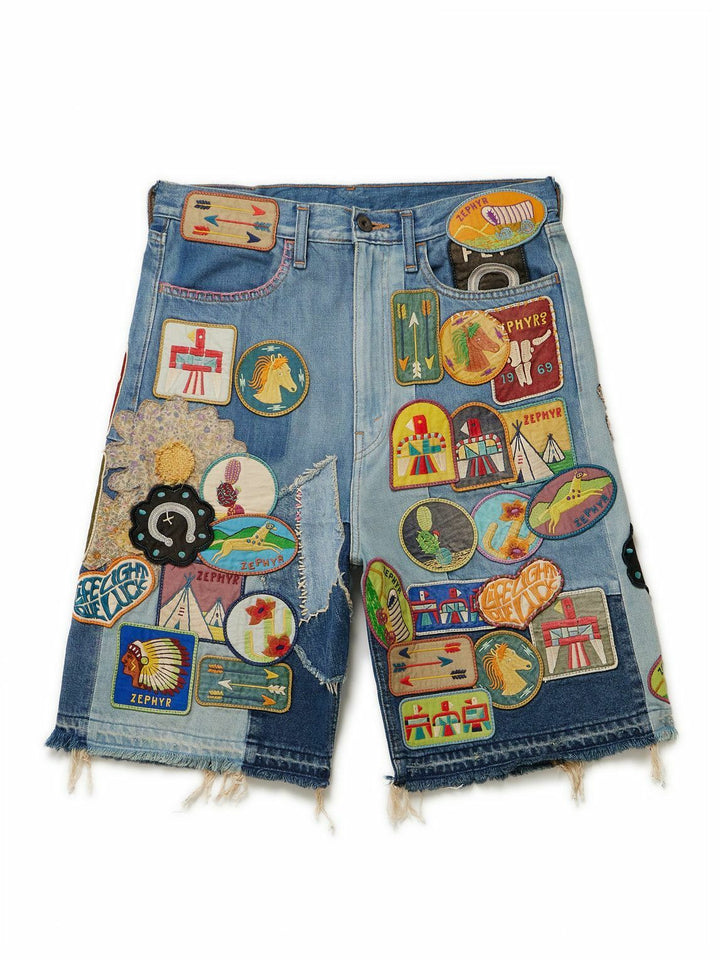 Kapital Patchwork Denim Shorts