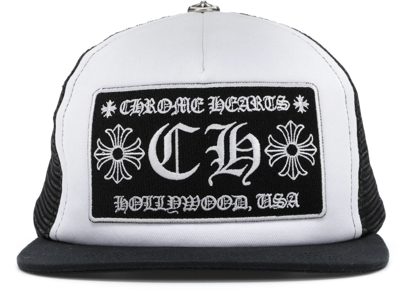Chrome Hearts CH Hollywood Trucker Hat Black/White - Lightly Worn