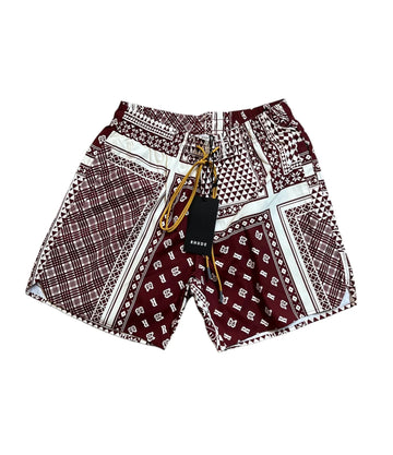 Rhude Card Print Swim Shorts "Maroon/White"