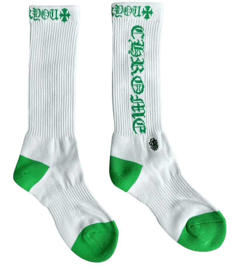 Chrome Hearts Vertical Logo Single Pair Sock White Green