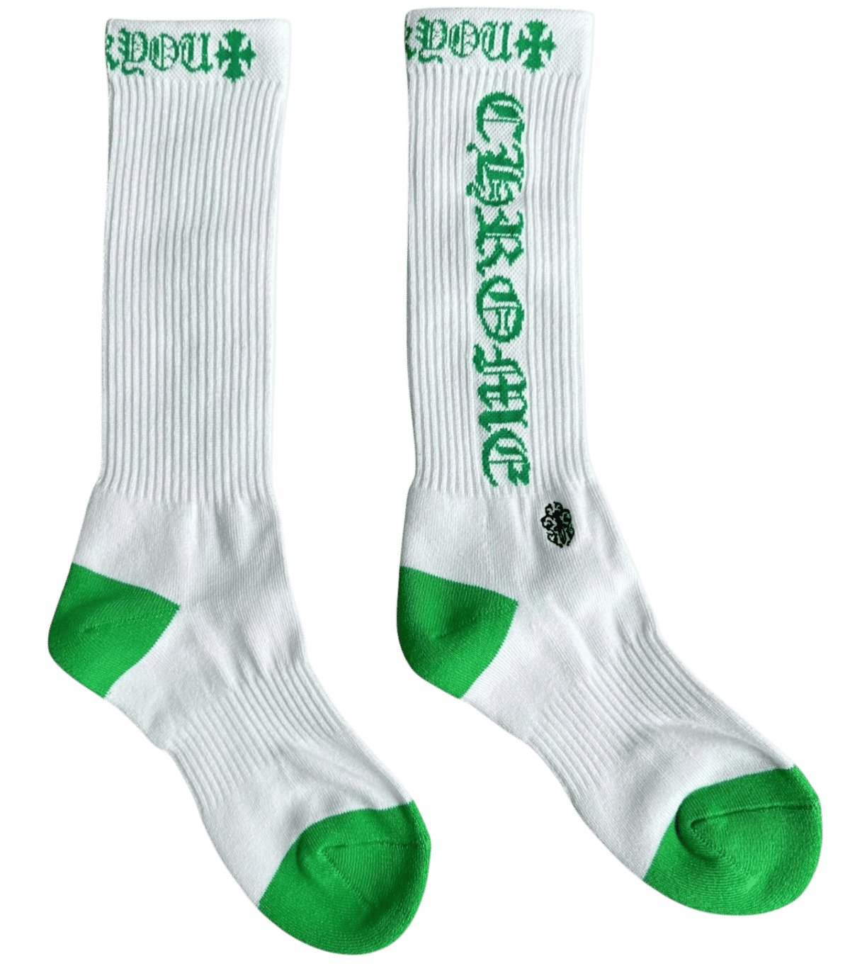 Chrome Hearts Vertical Logo Single Pair Sock White Green