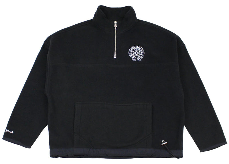 Chrome Hearts Half Zip Horse Shoe Fleece Hoodie Black