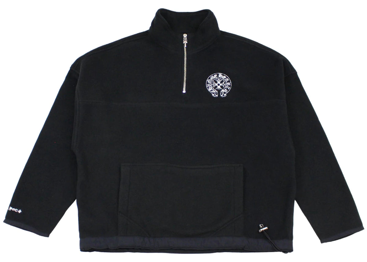 Chrome Hearts Half Zip Horse Shoe Fleece Hoodie Black