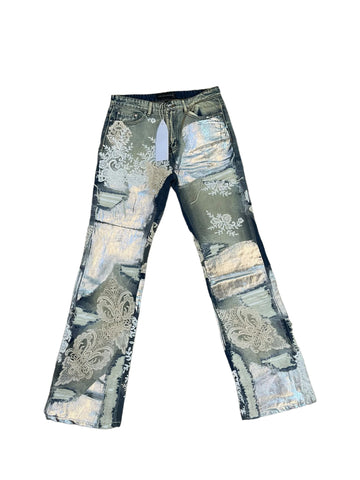 Who Decides War Metal Laced Denim Jeans "Grey Washed"