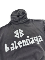 Balenciaga Ripped Pocket Hoodie Washed Black