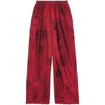 Balenciaga Tattoo Sweatpants "Red" - Used