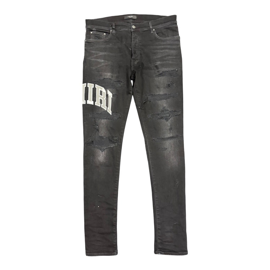 Amiri Varsity Logo Jeans Black