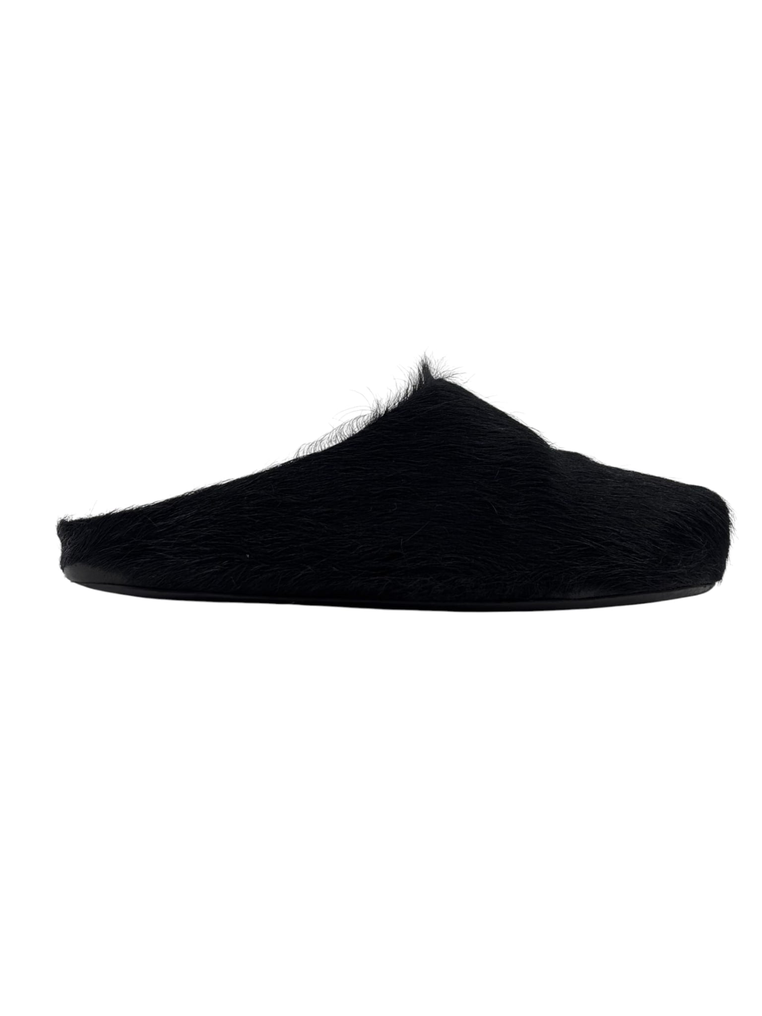 Marni Long Hair Calfskin Fussbett Sabot Mule Black