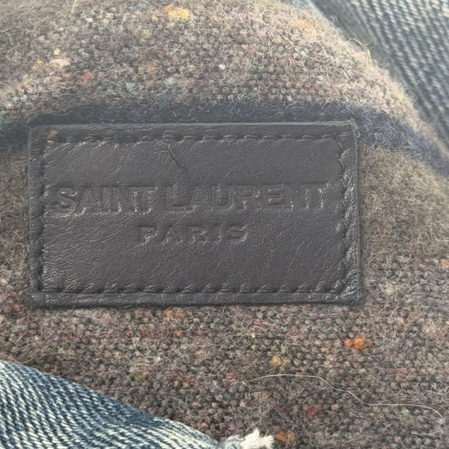 YSL Distressed Denim Jacket Light Wash