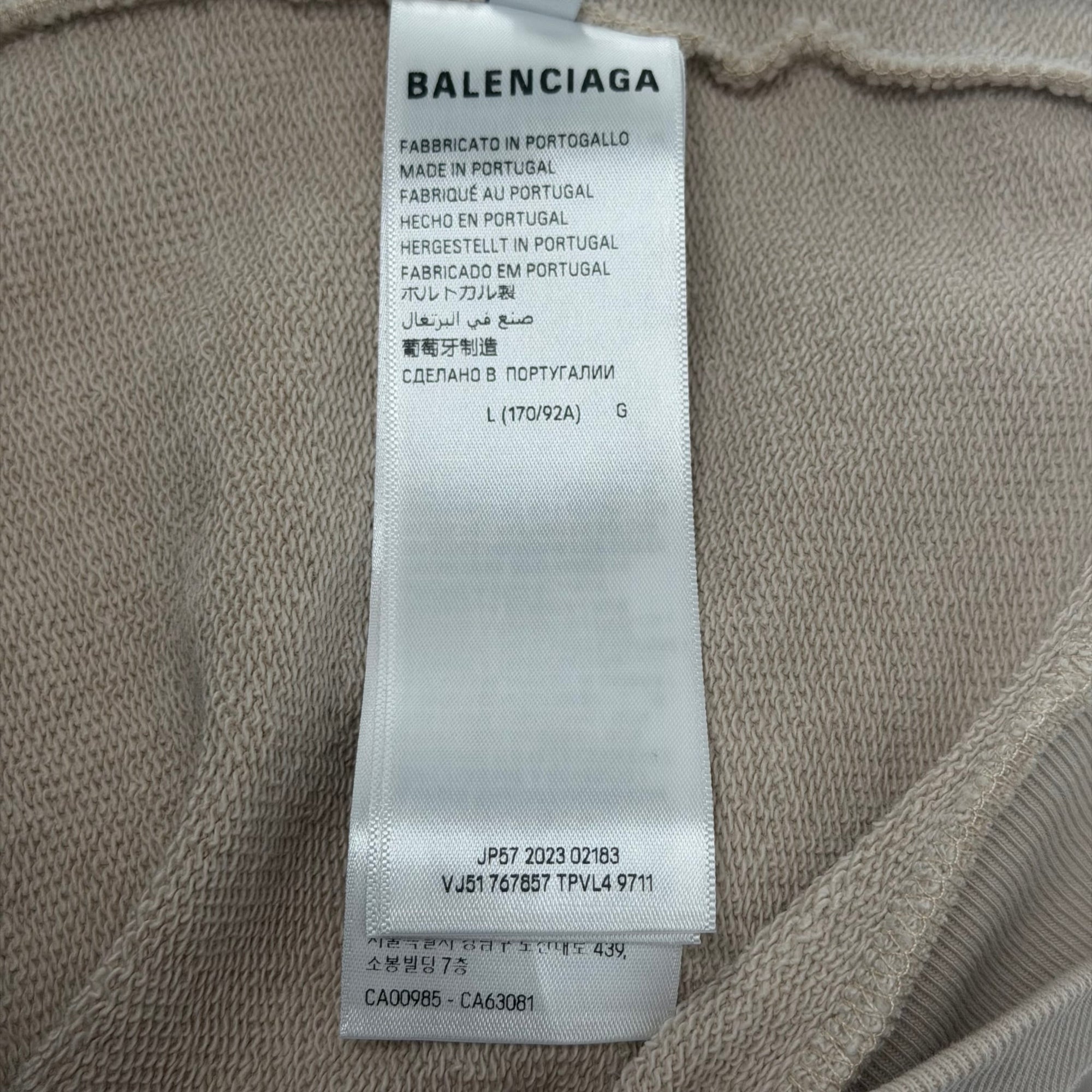 Balenciaga Metal BB Stencil Zip Up Hoodie Beige