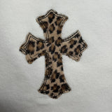 Chrome Hearts Leopard & White Leather Patch Sweatpants White