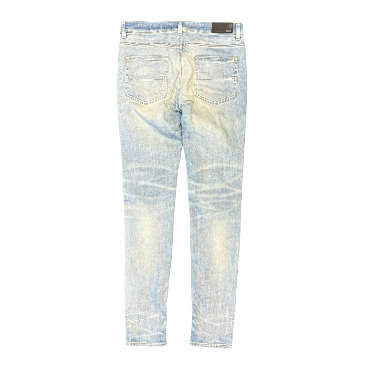 Amiri MX1 White Suede Patch Jeans Clay Indigo