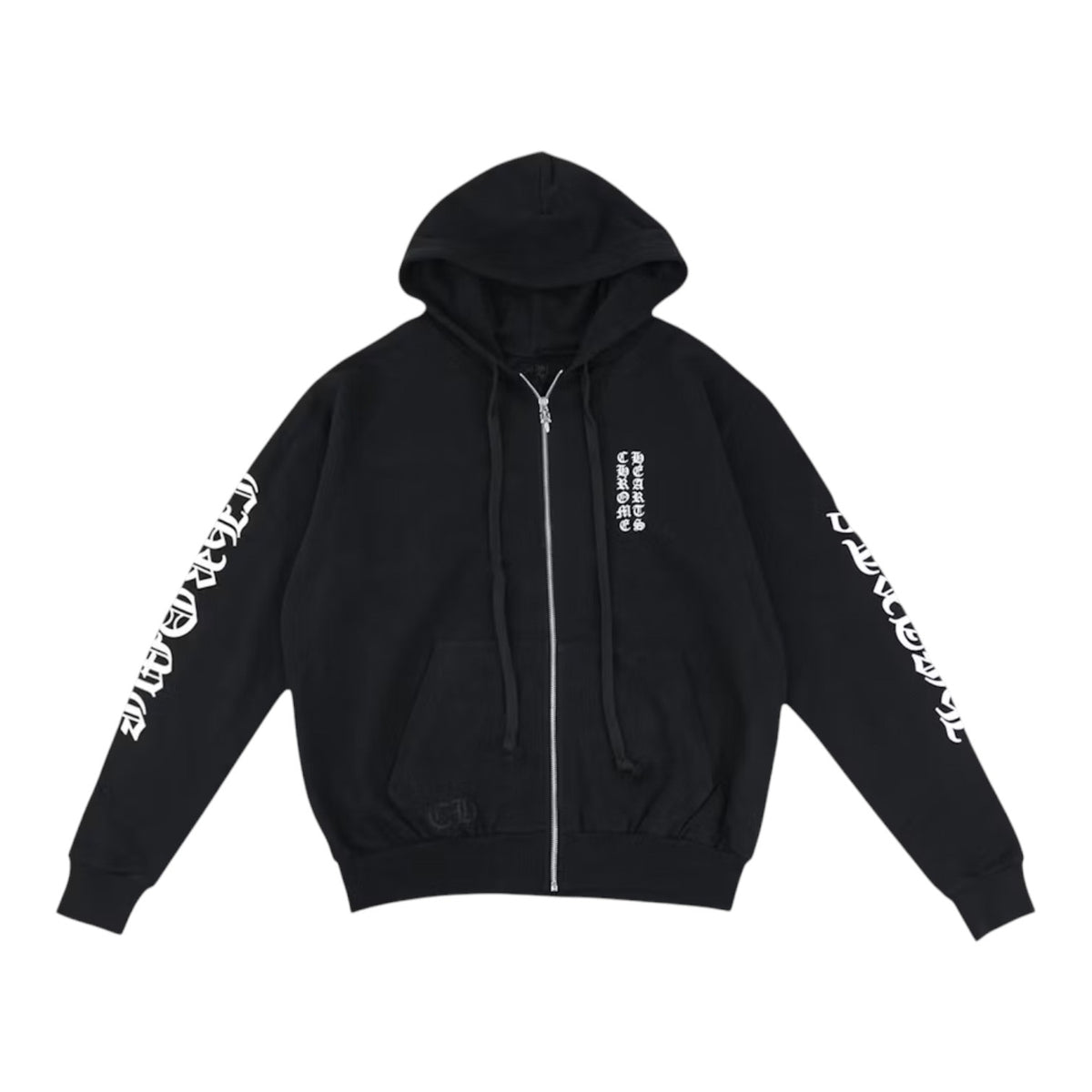 Chrome Hearts Vertical Logo Zip Up Hoodie Black
