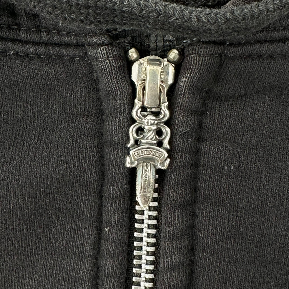 Chrome Hearts Scroll Logo Thermal Zip-Up Hoodie Black
