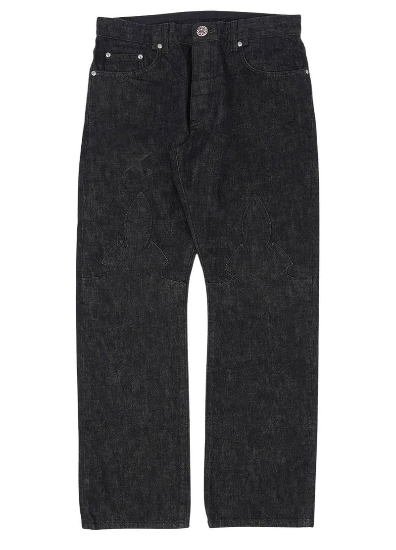 Chrome Hearts Star Patch Raw Denim Jeans Black