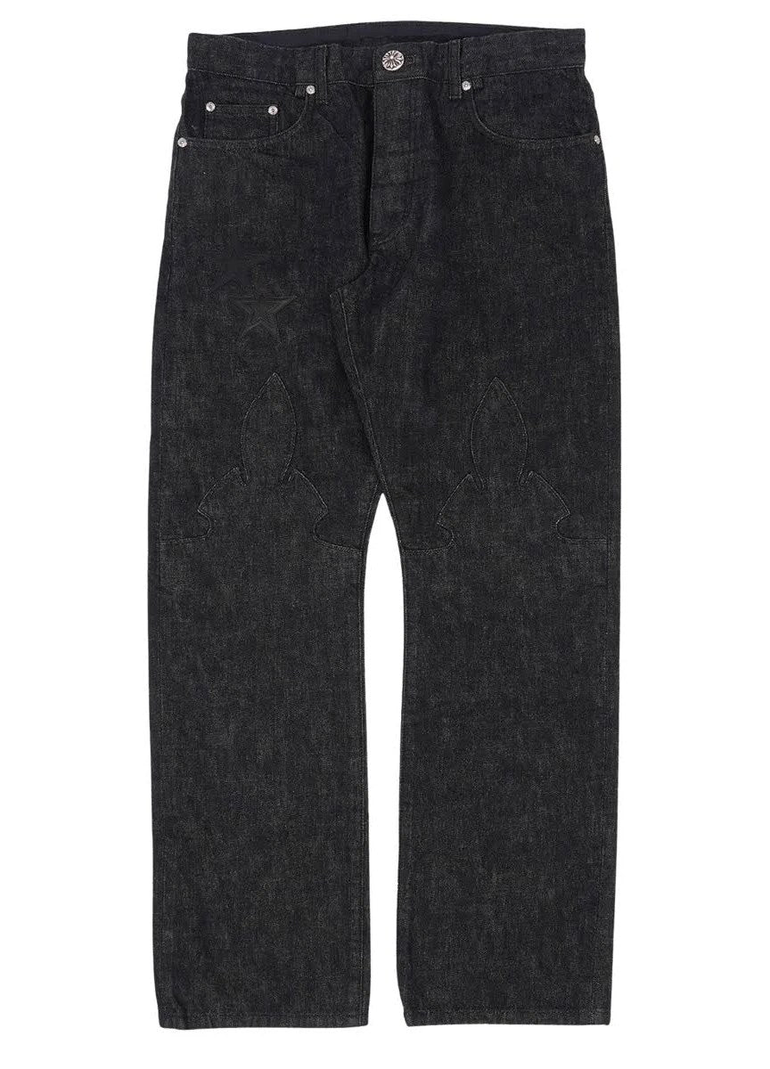 Chrome Hearts Star Patch Raw Denim Jeans Black