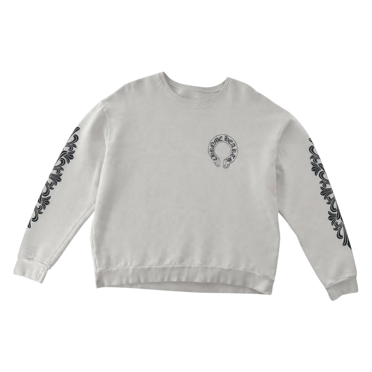 Chrome Hearts Horseshoe Floral Sleeves Crewneck White